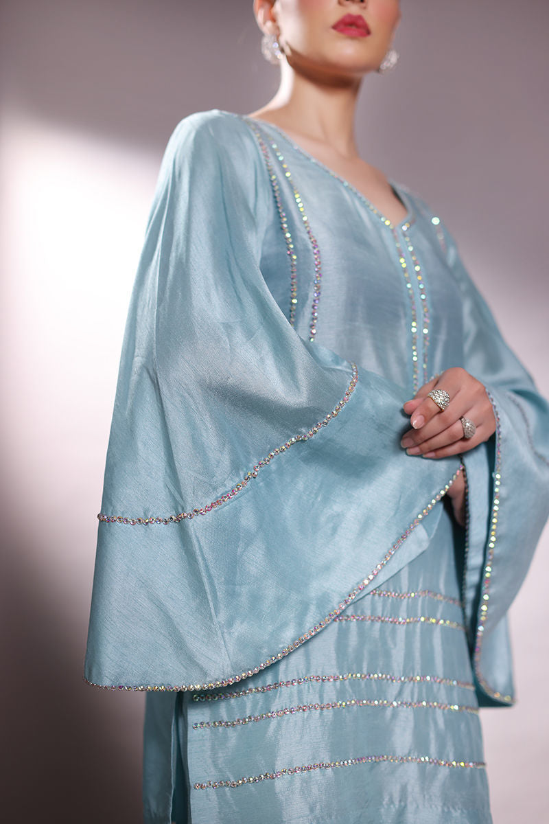 Trendy Armani Silk Culottes Suit With Swarovski Crystal Detailing.