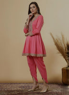 Stylish Lace Work Kurta With Dhoti Pants – Women’s Premium Ethnic Co-Ord Set.