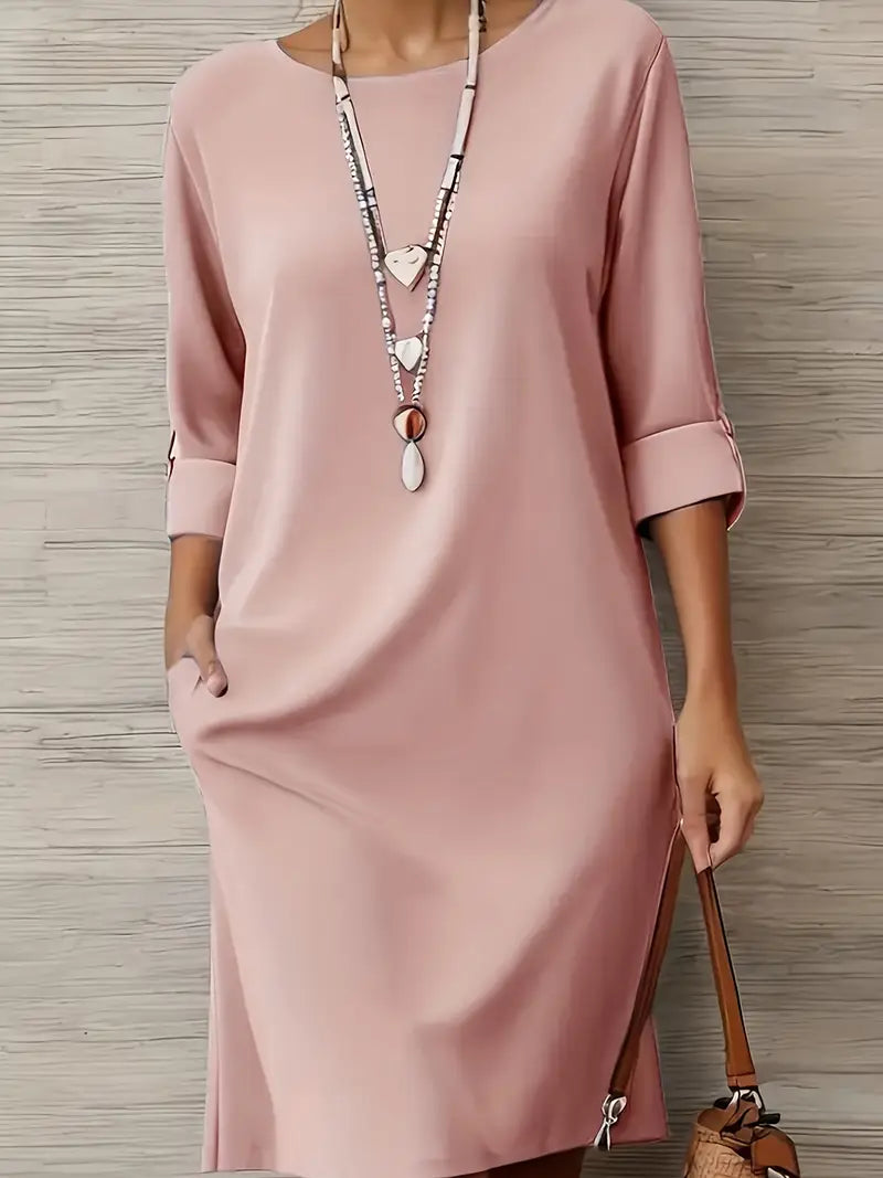 Elegant Women's  Casual Dress – Neutral Tones, Loose Fit Everyday & Formal Outfits Comfortable And Stylish