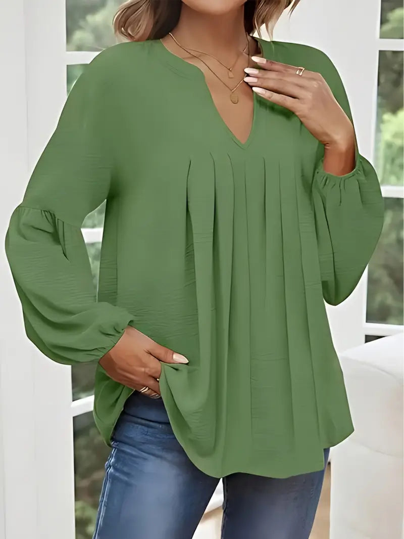 Elegant Pleated Office Blouse – Ice Silky Fabric Shirt For Women, Breathable & Stylish Wear