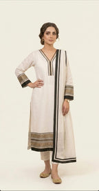 Elegant Ivory & Black Ethnic Wear Traditional Suit