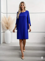 Elegant Blue Maxi Dress - Long Sleeve A-Line Dress - Non-Stretch  Outfit - Chic Women’s Fashion