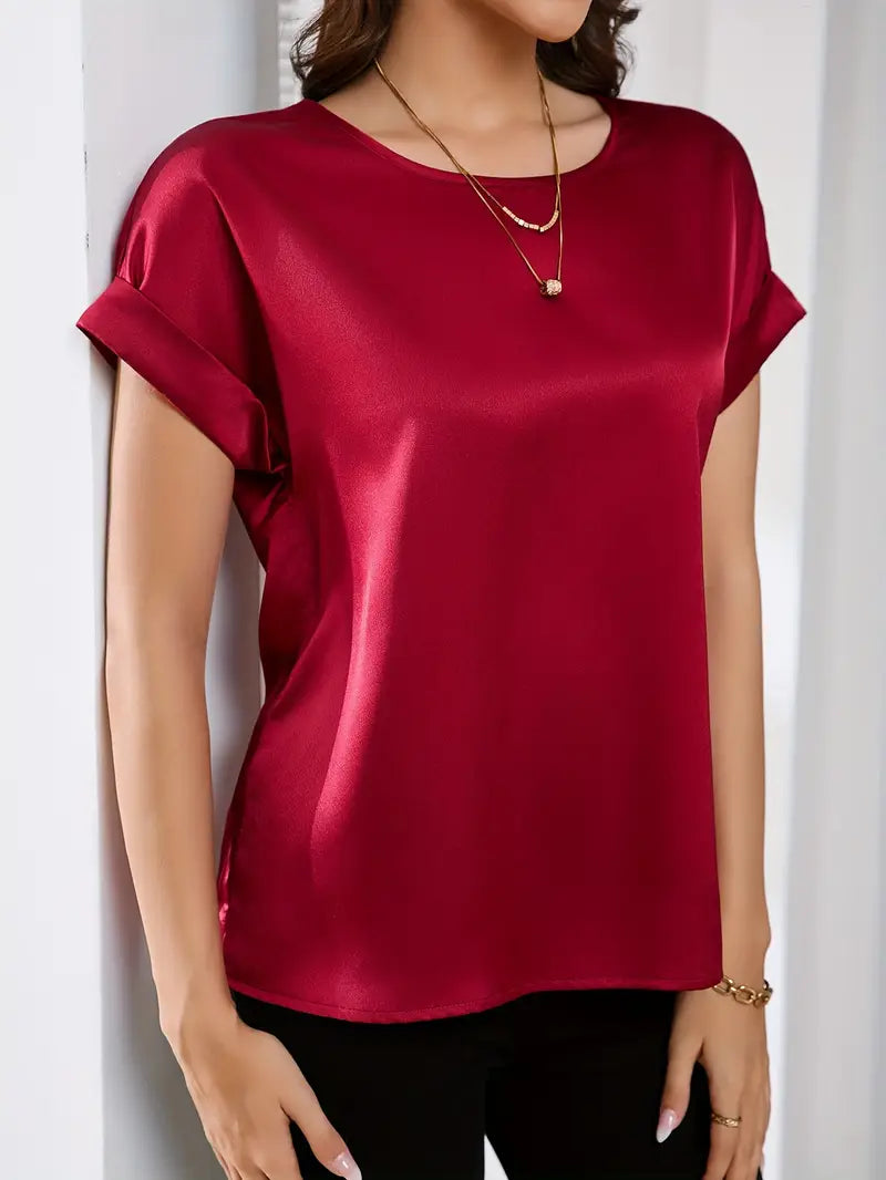 Niswa Style Elegantly Women’s Short-Sleeved T-Shirt, Casual Round Neck, Fashionable And Semi-Formal