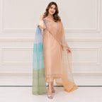 Pastel Baby Pink Luxury Pret Suit With Rainbow Ombre Dupatta