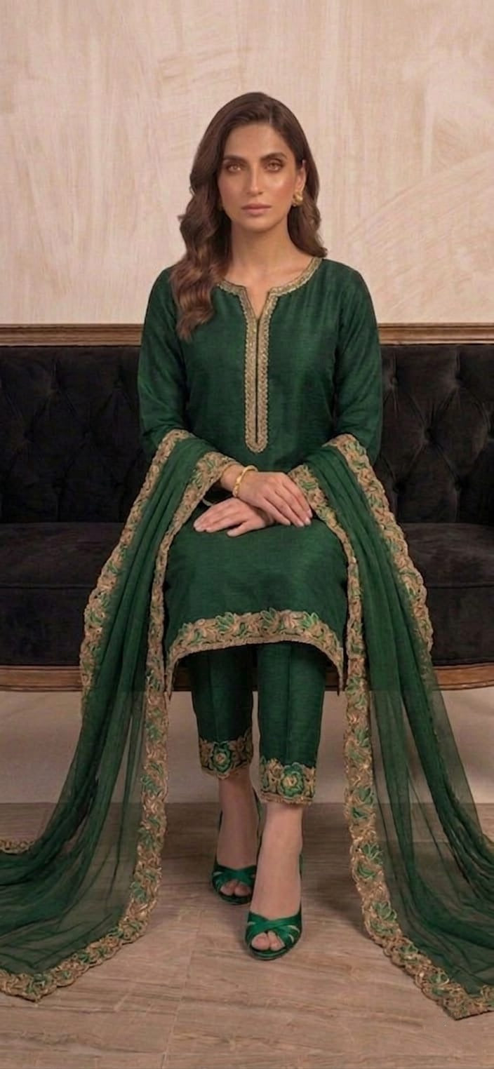 Black Embroidered Lace Three Piece Suit