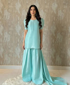 Elegant Raw Silk Shalwar Kameez Set With Organza Dupatta & Lace Detailing - Women’s Festive & Formal 3-Piece Suit