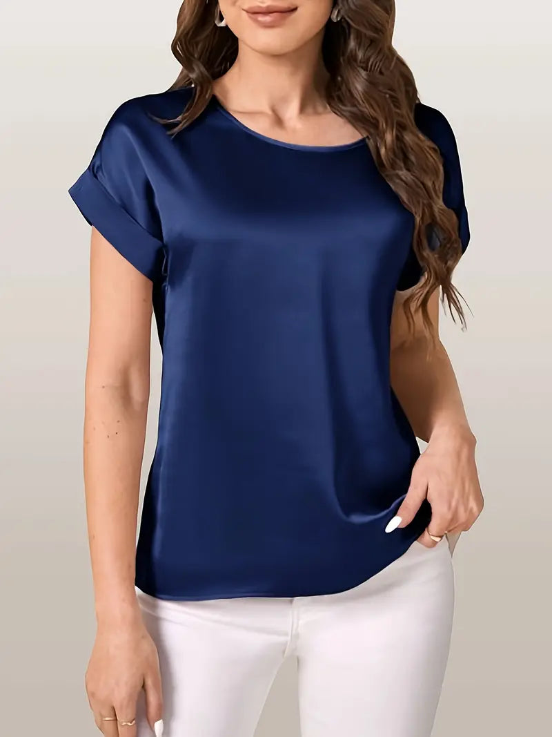 Niswa Style Elegantly Women’s Short-Sleeved T-Shirt, Casual Round Neck, Fashionable And Semi-Formal