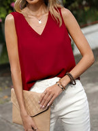 Classic Summer Blouse For Women, NISWA STYLE V-Neck Sleeveless Tank, Loose Fit, Lightweight Style