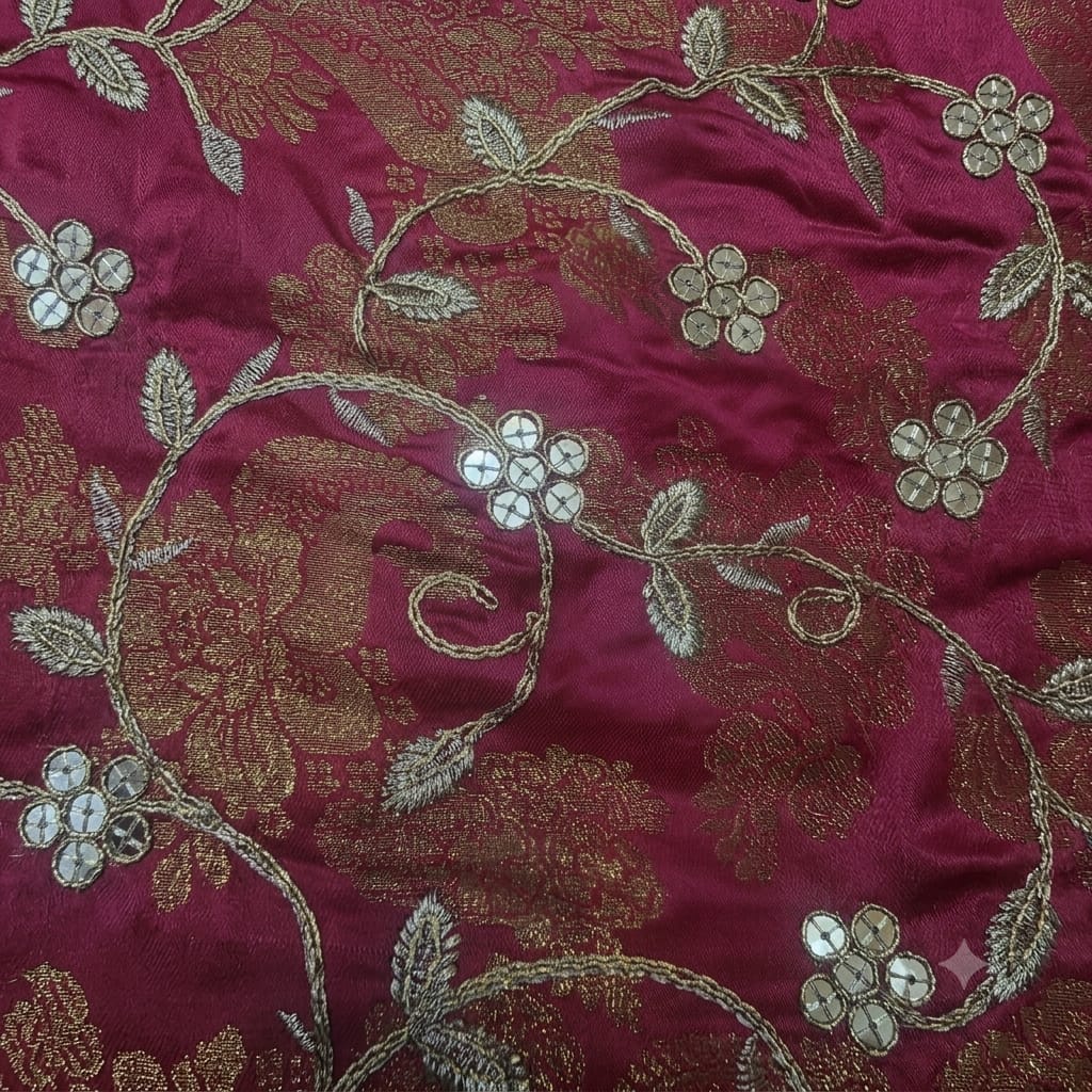 Red Luxury Festive Suit With Zari & Tilla Work