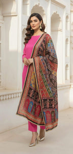 Colourful Ethnic Suit Set With Spectacular Embellished Mirrored Dupatta