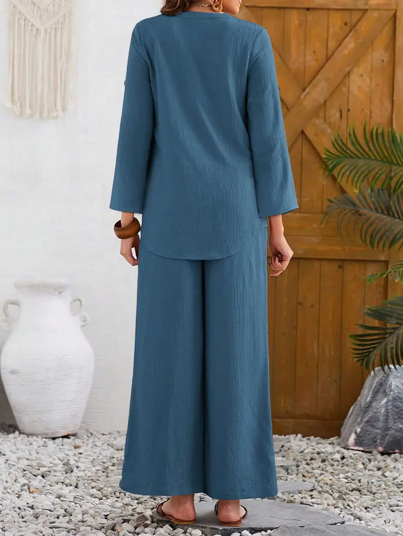 Women’s Two-Piece Elegant Long Sleeve Top Set – Chic Layered Outfit | Stylish Matching Set Fashionable Women’s Apparel