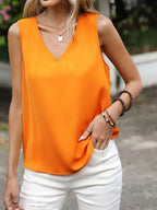 Classic Summer Blouse For Women, NISWA STYLE V-Neck Sleeveless Tank, Loose Fit, Lightweight Style