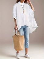 Women’s Chic Cover-Up Shirt –  Short Sleeve, Collared Casual Top For Summer Spring & Fall Outings