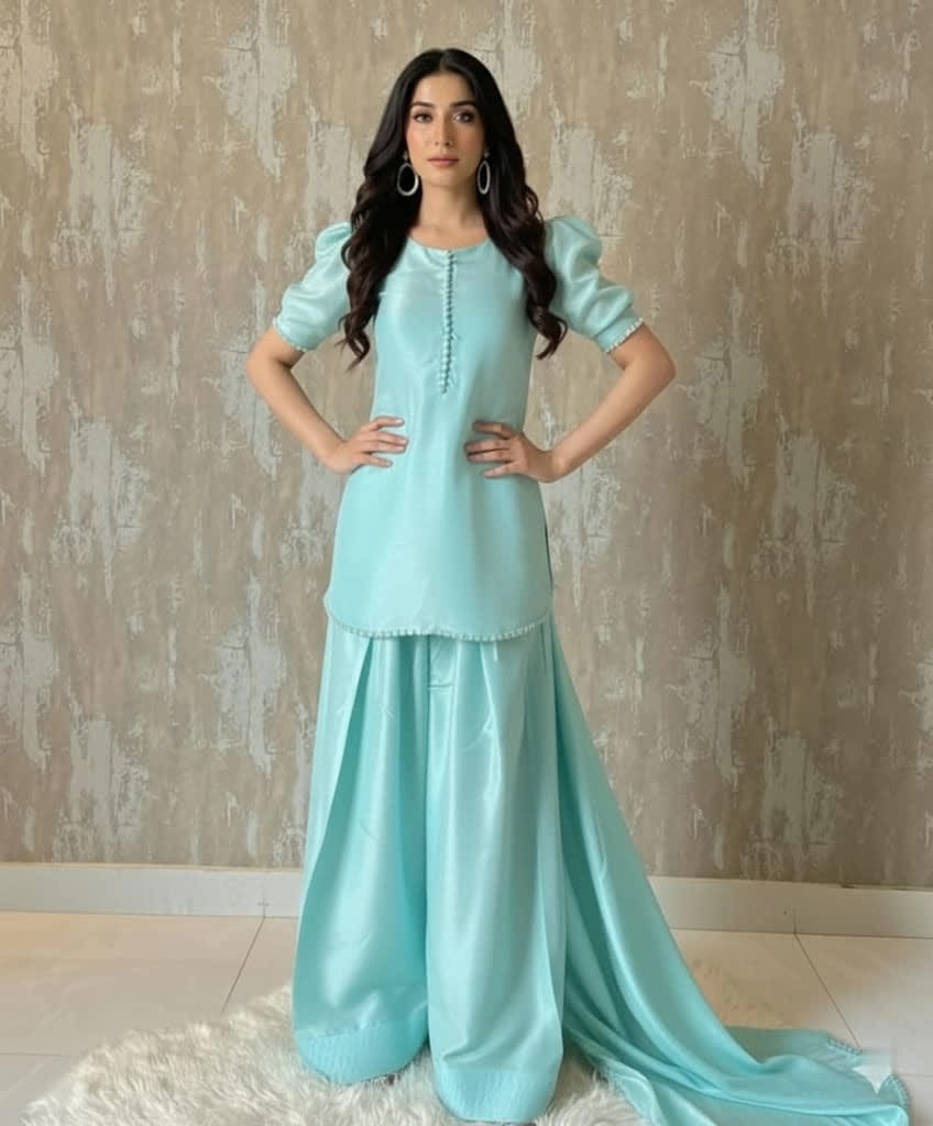 Elegant Raw Silk Shalwar Kameez Set With Organza Dupatta & Lace Detailing - Women’s Festive & Formal 3-Piece Suit