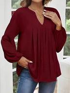 Elegant Pleated Office Blouse – Ice Silky Fabric Shirt For Women, Breathable & Stylish Wear