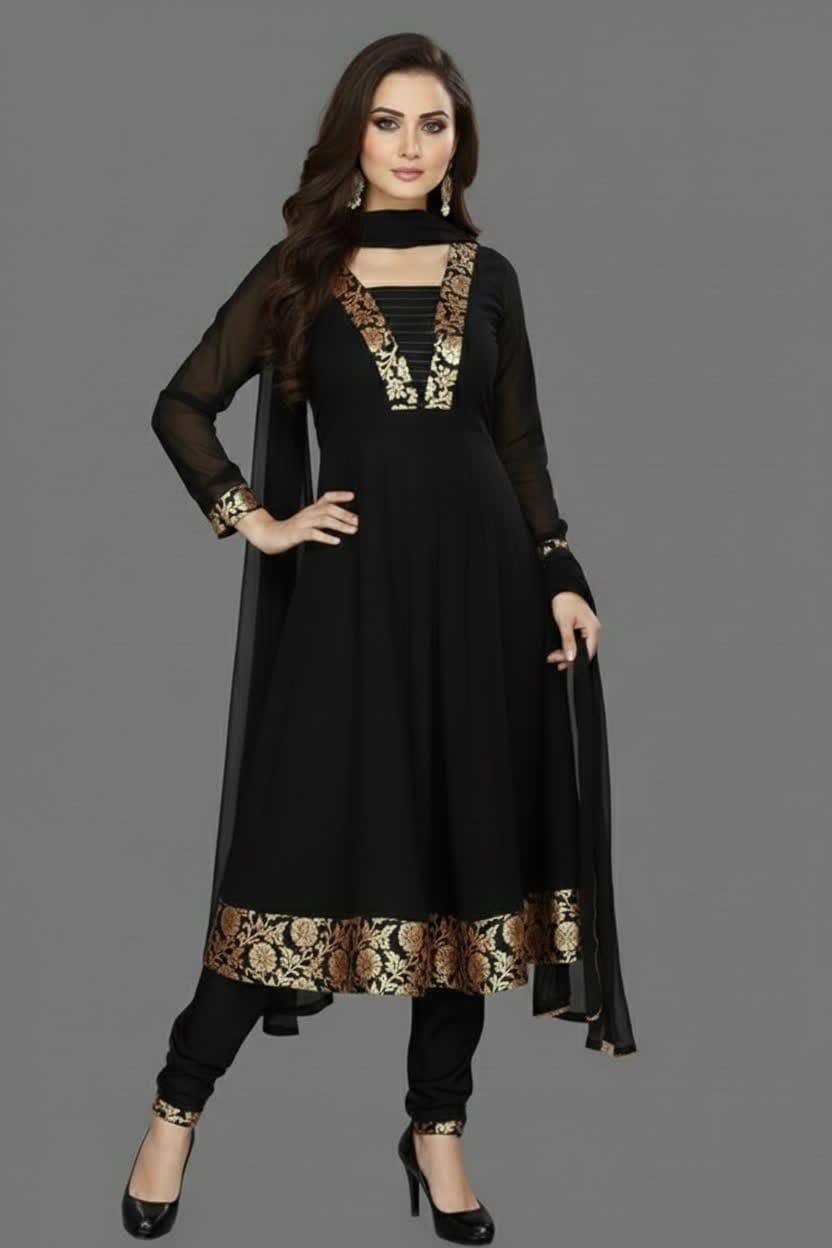 Premium Anarkali Dress Set – Women’s Churidar Suit With Chiffon Dupatta In Multiple Shades Party Wear & Festive Outfit.