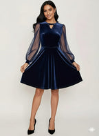 Elegant Korean Chic A-Line Dress – Long Sleeve Formal & Casual Wear For Women | Flattering Fit & Flare Silhouette Outfit