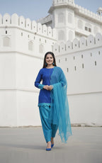 Premium Three Piece Cotton Silk Suit With Organza Dupatta - Stitched Shirt & Trouser Set