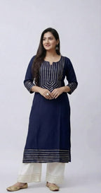 Pure Rayon Kurti Palazzo Suit For Women – NISWA STYLE Traditional Gotta Patti Embellished Ethnic Set.