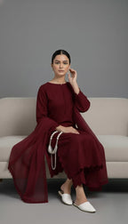 Premium Chikankari Salwar Kameez –  Long Shirt With Scallop Border, Cotton Trouser & Elegant Dupatta - New Light-Shade Collection For Women