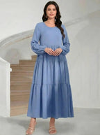 Elegant A-Line Maxi Dress – Puffed long Sleeves, Formal Gown, Perfect For Weddings, Proms & Special Events