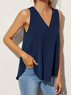 Minimalist Vest Dipped Hem – Asymmetrical Sleeveless, High-Low Top Black And Navy Blue For Stylish Outfits