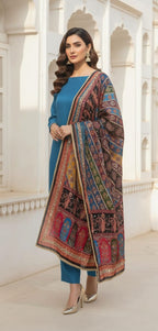 Colourful Ethnic Suit Set With Spectacular Embellished Mirrored Dupatta