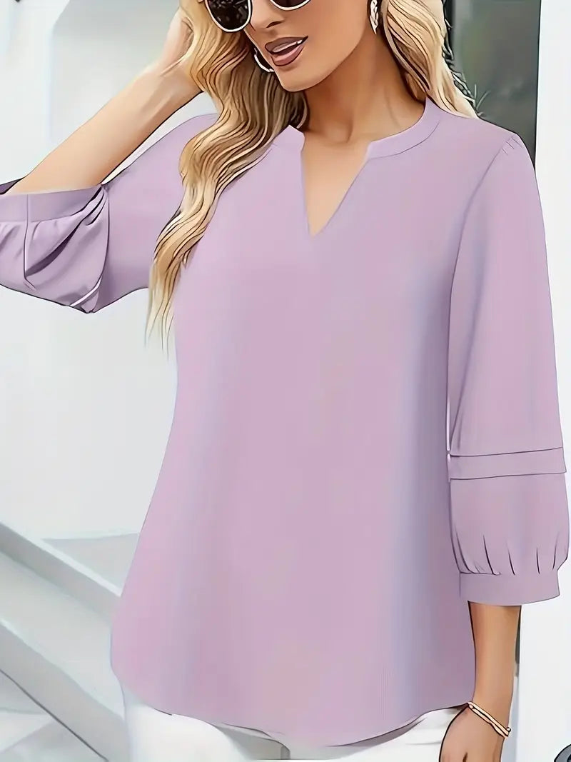 Elegant Lavender Blouse – Non-See-Through Structured Fabric Top, Long Sleeve Blouse, Business Casual Attire