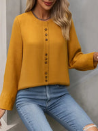 Fashionable Button-Up Shirt, Adjustable 3/4 Sleeve Button Professional And Casual Attire With Refined Design