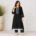 Black & White Luxury Pret Suit With Lace Detailing