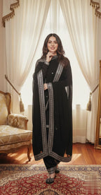 Elegant Silk Short Shirt Patiala Salwar Kameez With Gota Lace Dupatta.