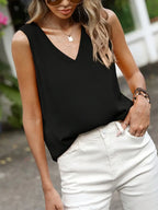 Classic Summer Blouse For Women, NISWA STYLE V-Neck Sleeveless Tank, Loose Fit, Lightweight Style