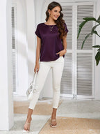 Niswa Style Elegantly Women’s Short-Sleeved T-Shirt, Casual Round Neck, Fashionable And Semi-Formal