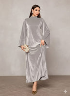 Elegant Full-Length Velvet Maxi Dress For Women, Long Sleeve Gown With Belt, Zipper Back And Tie Detail  Formal Evening Dress