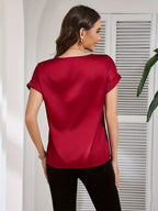 Niswa Style Elegantly Women’s Short-Sleeved T-Shirt, Casual Round Neck, Fashionable And Semi-Formal