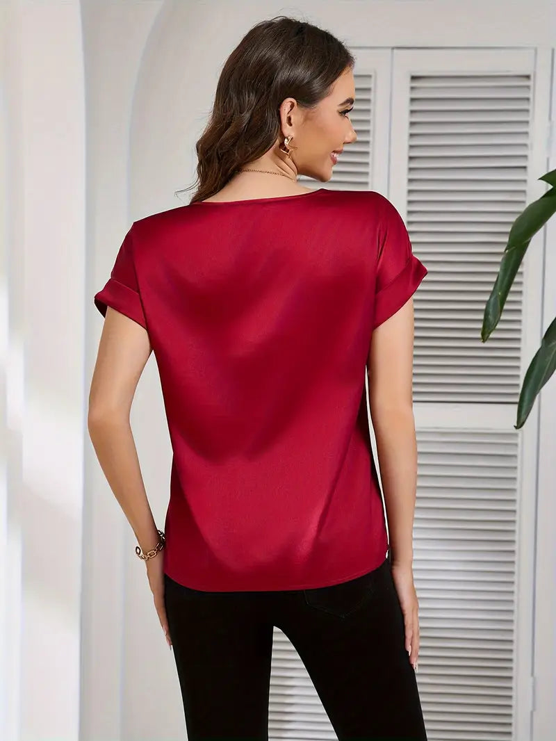 Niswa Style Elegantly Women’s Short-Sleeved T-Shirt, Casual Round Neck, Fashionable And Semi-Formal