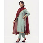 Mint Green Straight Kurta & Maroon Dupatta