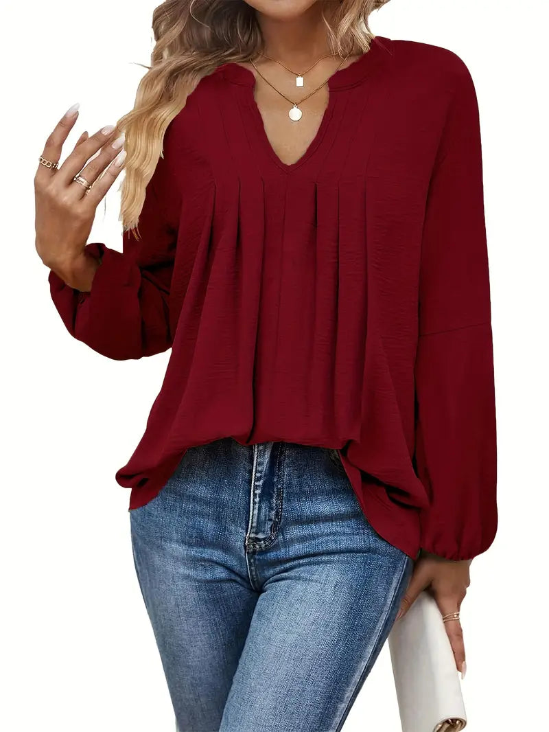 Elegant Pleated Office Blouse – Ice Silky Fabric Shirt For Women, Breathable & Stylish Wear
