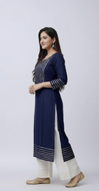 Pure Rayon Kurti Palazzo Suit For Women – NISWA STYLE Traditional Gotta Patti Embellished Ethnic Set.