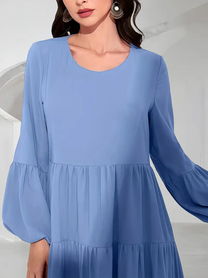 Elegant A-Line Maxi Dress – Puffed long Sleeves, Formal Gown, Perfect For Weddings, Proms & Special Events