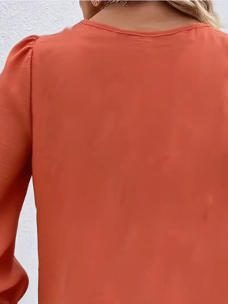 Elegant Long Sleeve V-Neck Blouse – Easy-Care Chic Top, Breathable Fabric, Stylish Shirt For Women