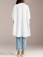 Women’s Chic Cover-Up Shirt –  Short Sleeve, Collared Casual Top For Summer Spring & Fall Outings