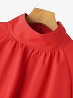 NISWA STYLE Casual Turtleneck Tunic Top – Half Sleeve  Non-Stretch Woven Fabric, High Neck Loose Fit Shirt For Women