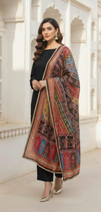 Colourful Ethnic Suit Set With Spectacular Embellished Mirrored Dupatta
