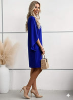 Elegant Blue Maxi Dress - Long Sleeve A-Line Dress - Non-Stretch  Outfit - Chic Women’s Fashion