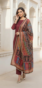 Colourful Ethnic Suit Set With Spectacular Embellished Mirrored Dupatta