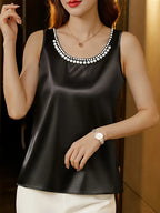 Stylish Sleeveless Blazer Jacket – Slim-Fit Color-Block Lapel Collar, Semi-Sheer Loose Fit For Office And Casual wear