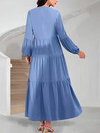 Elegant A-Line Maxi Dress – Puffed long Sleeves, Formal Gown, Perfect For Weddings, Proms & Special Events