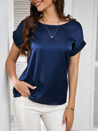 Niswa Style Elegantly Women’s Short-Sleeved T-Shirt, Casual Round Neck, Fashionable And Semi-Formal