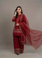 Elegant Ethnic Wear Maroon Gota Patti Suit